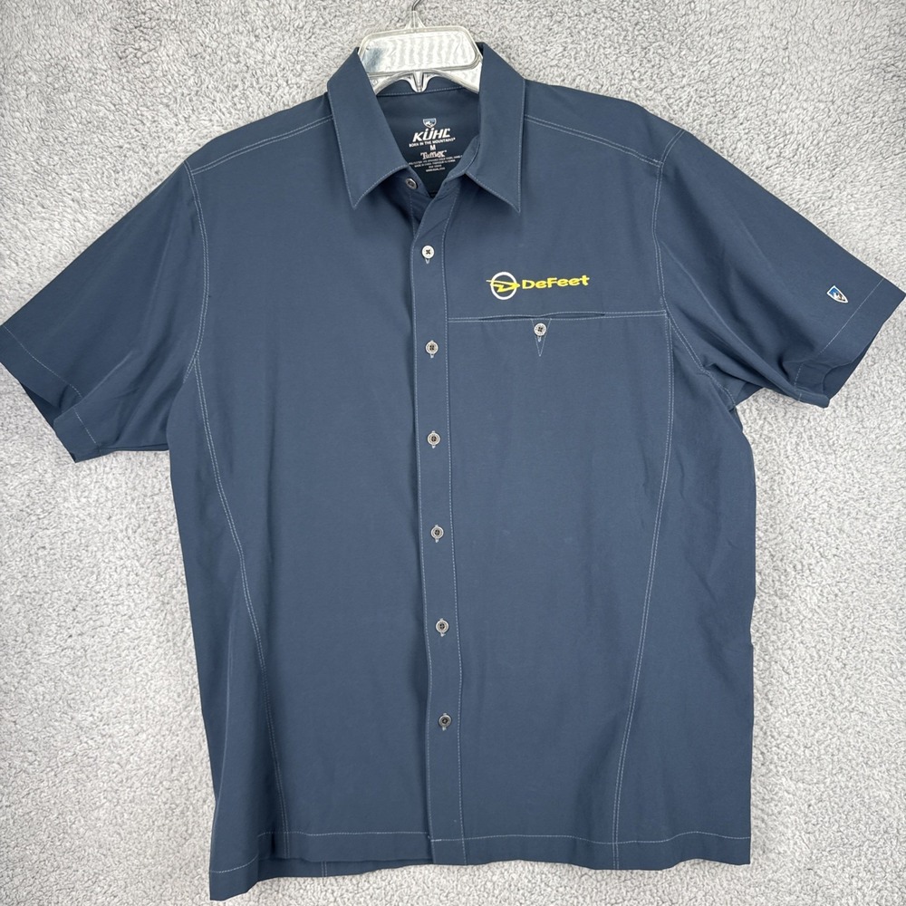 Kuhl Renegade Shirt Mens Medium Blue TuffleX Button Up S/S Hiking DeFeet Logo
